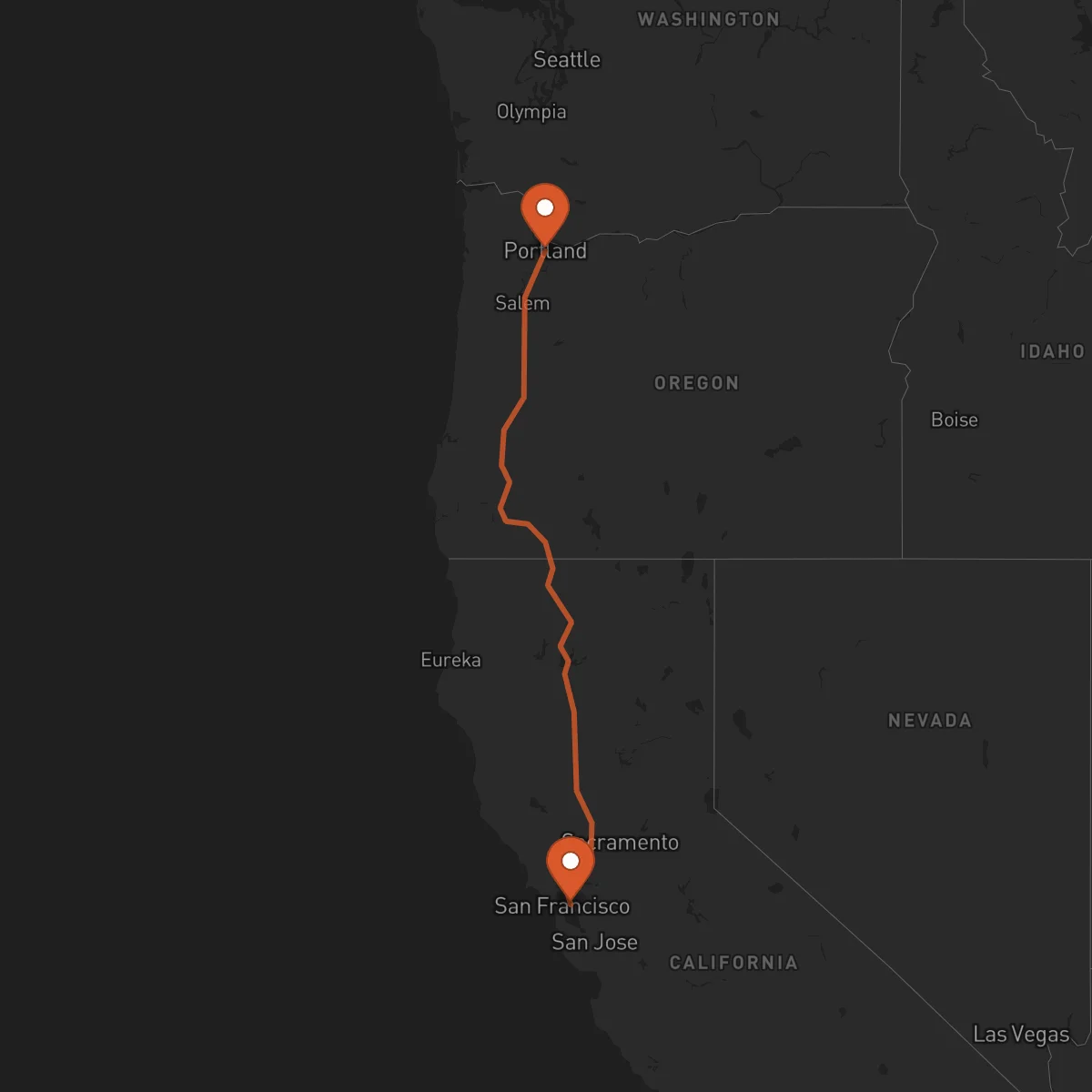 Ruta Portland - Oakland