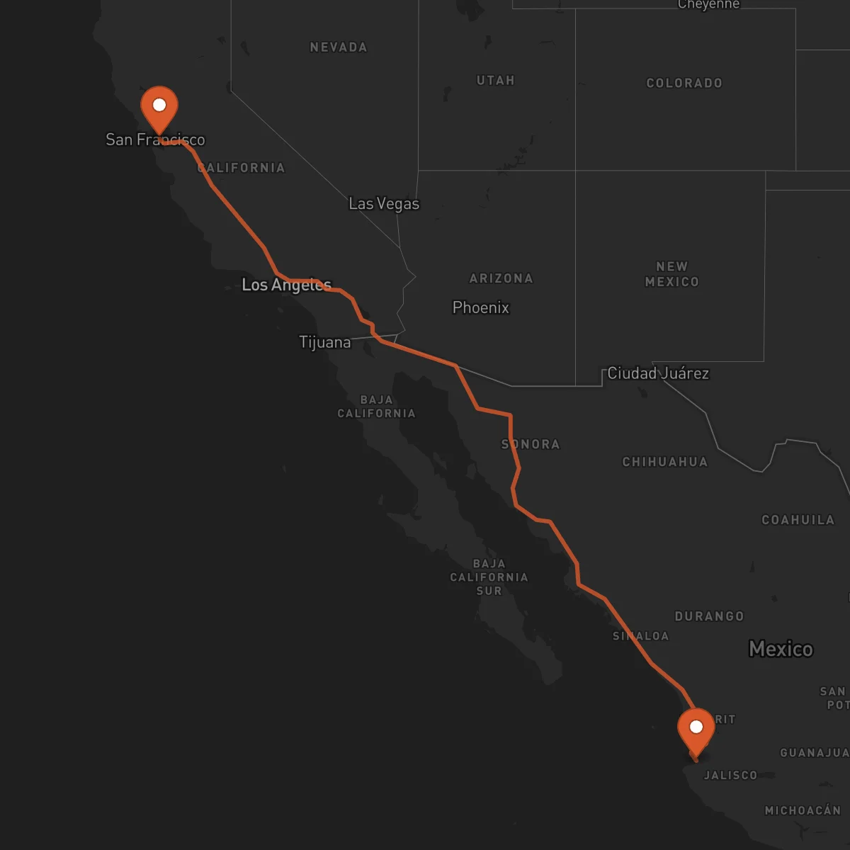 Ruta Puerto Vallarta - Oakland