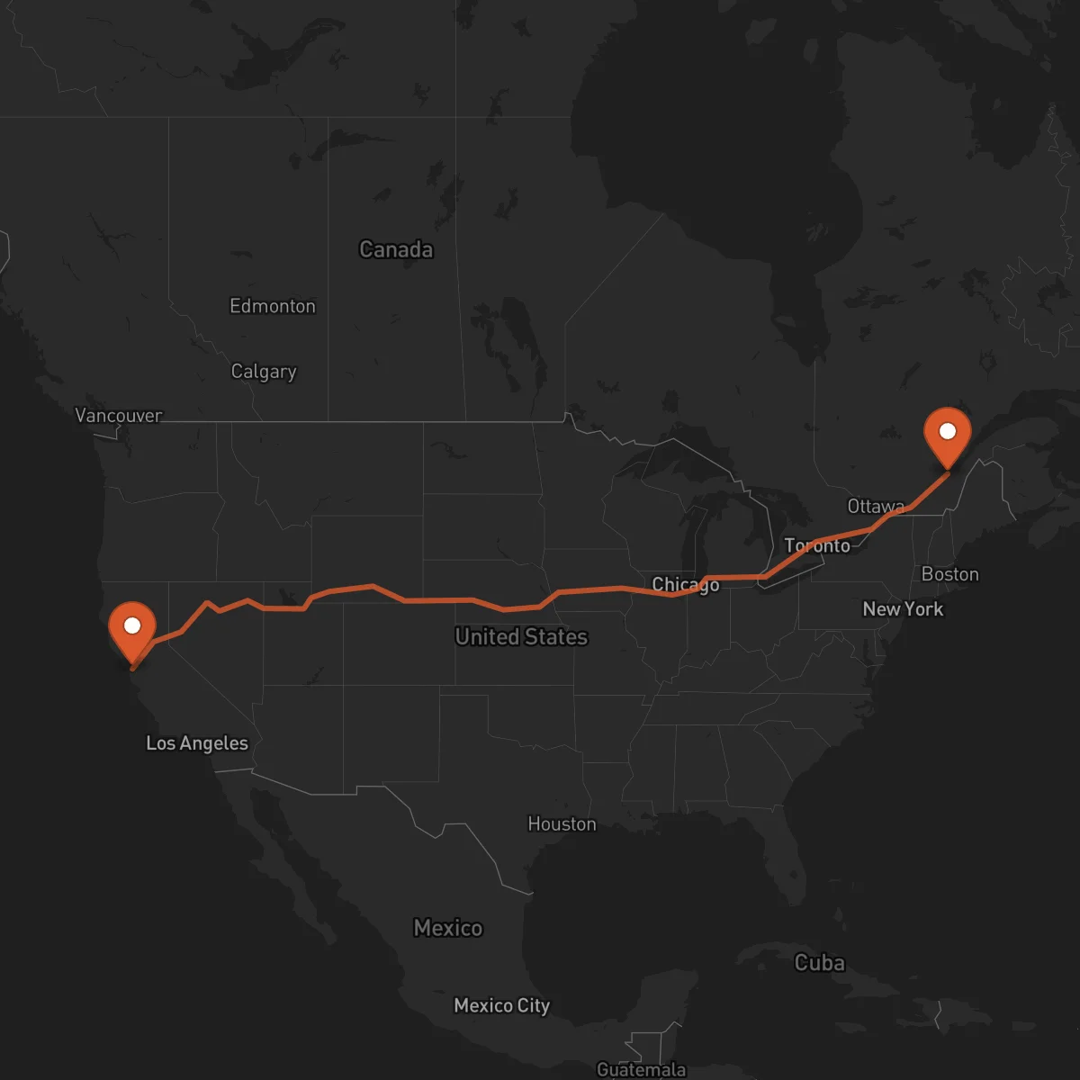 Ruta Québec - Oakland