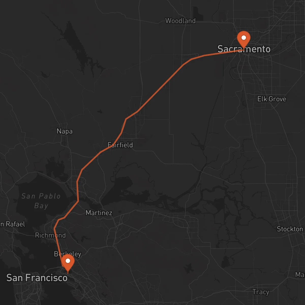 Ruta Oakland - Sacramento