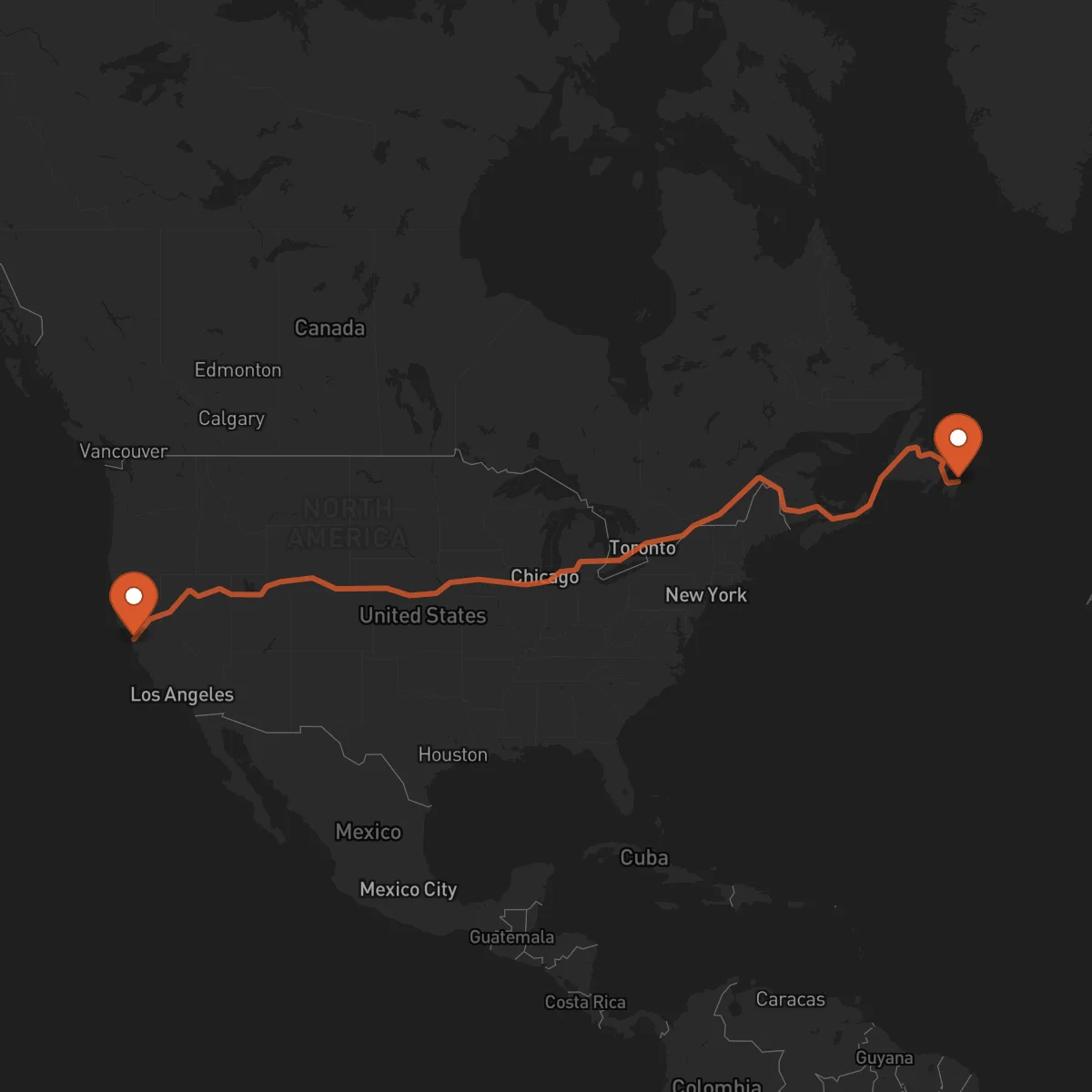 Ruta Oakland - San Juan de Terranova (St. John's)