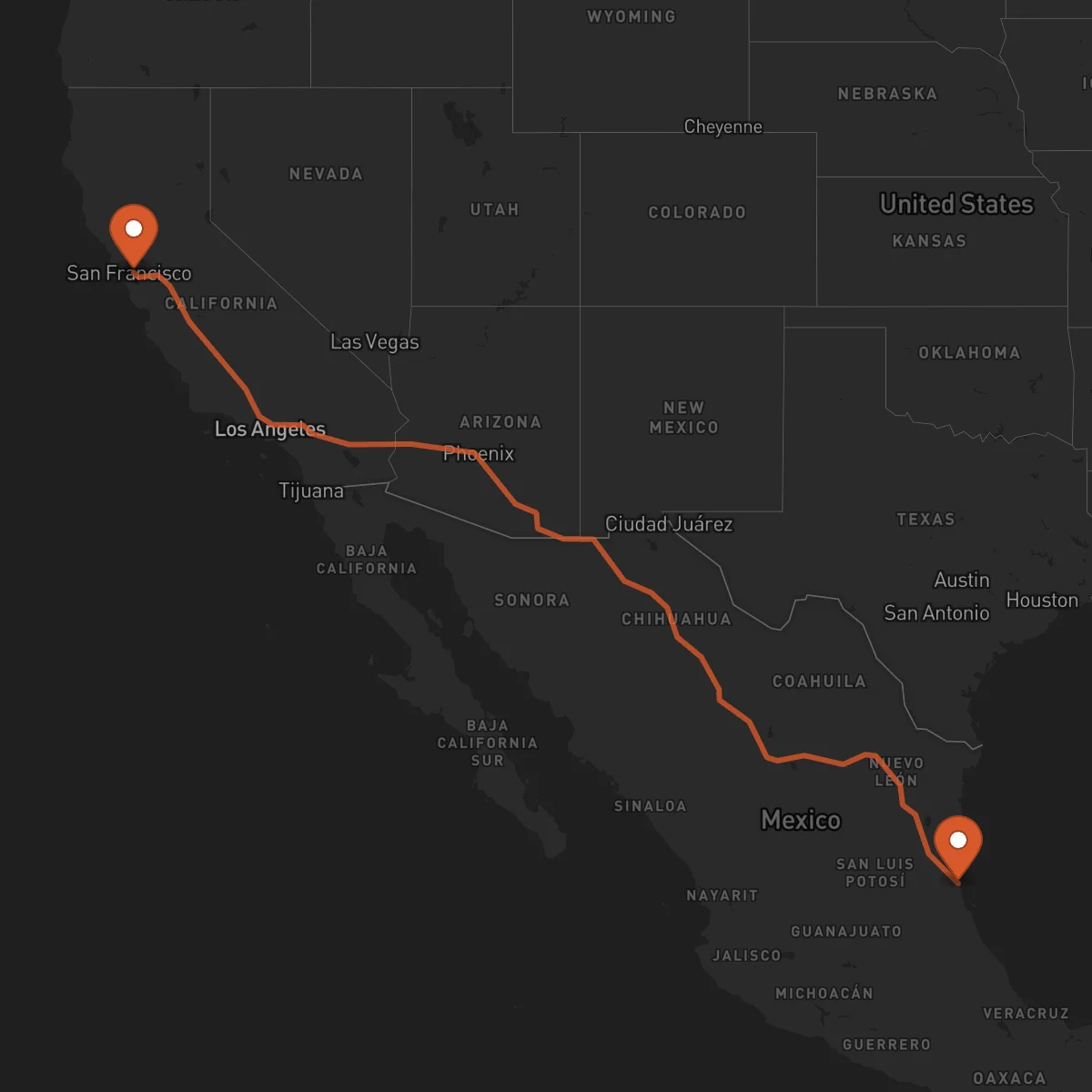 Ruta Tampico - Oakland