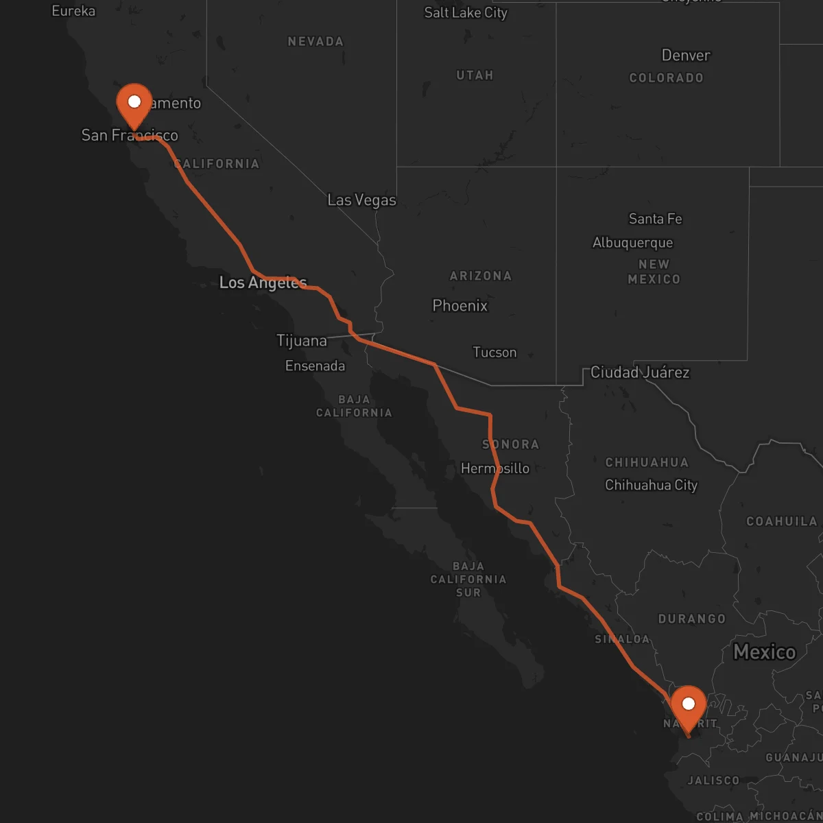 Ruta Tepic - Oakland