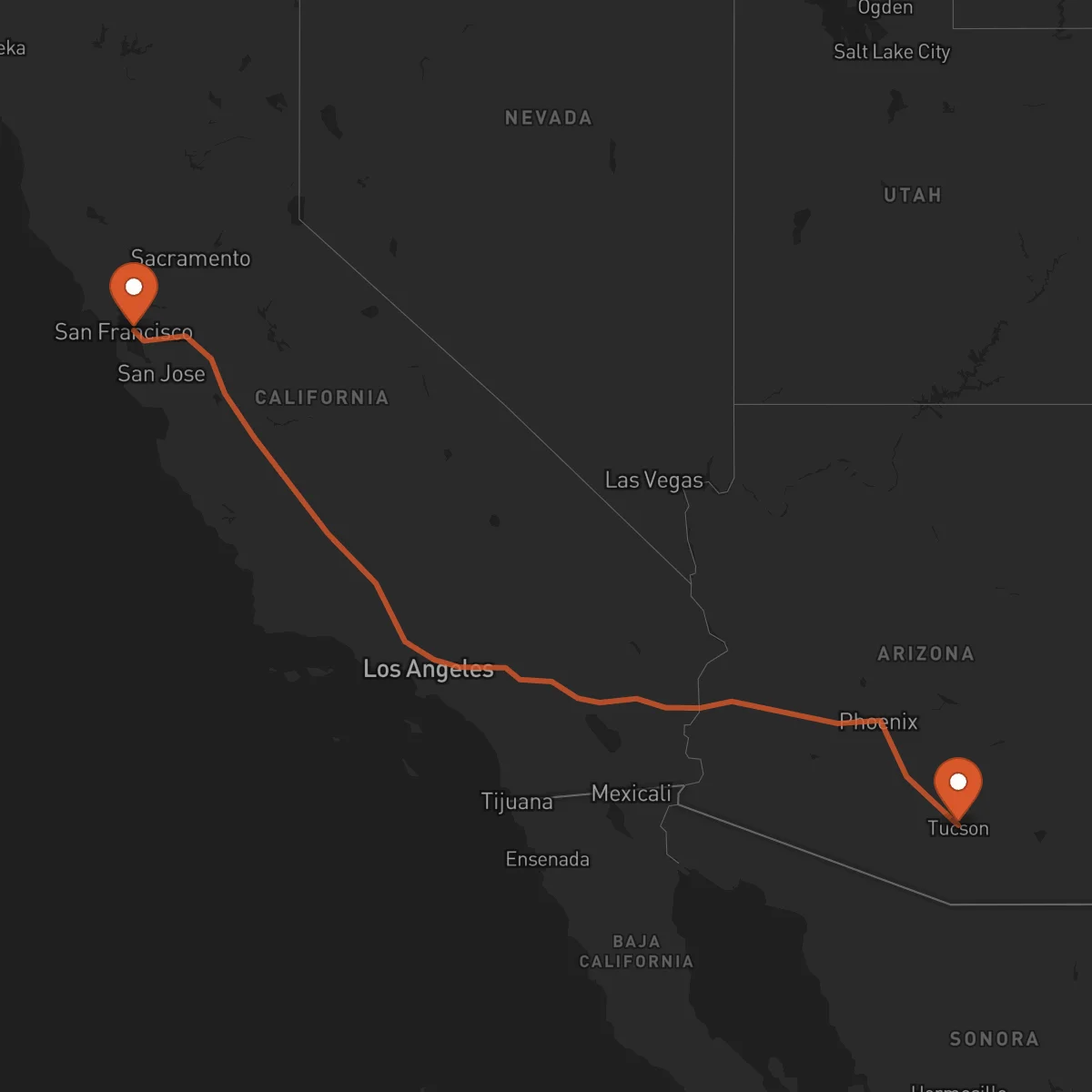 Ruta Tucson - Oakland