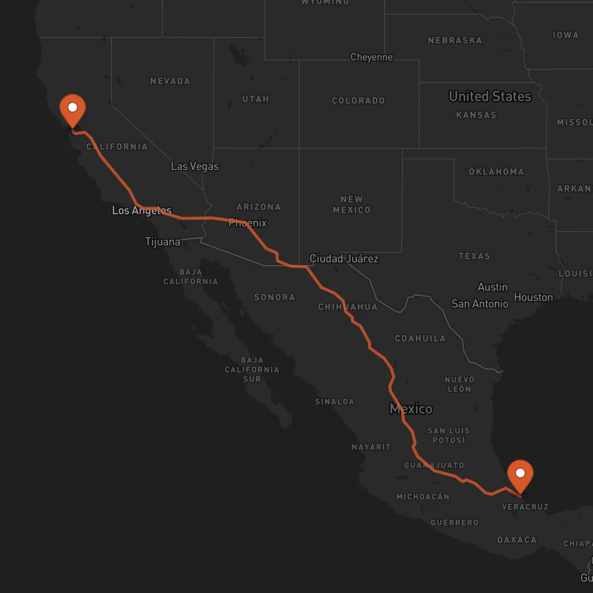 Ruta Oakland - Veracruz