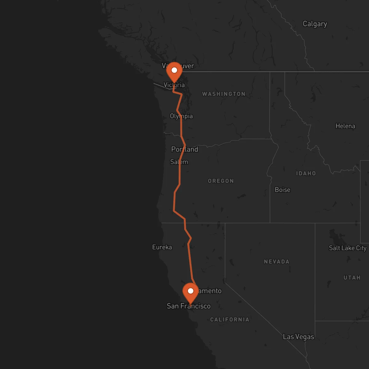 Ruta Oakland - Victoria