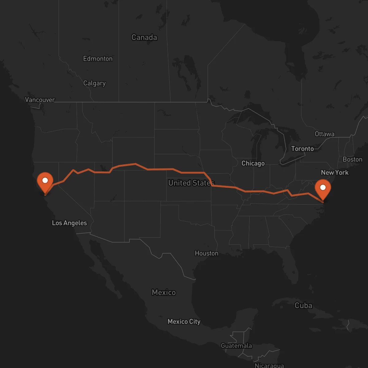 Ruta Oakland - Virginia Beach
