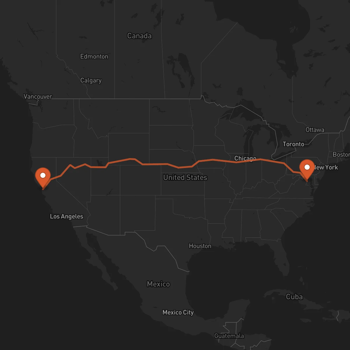Ruta Oakland - Washington D.C.