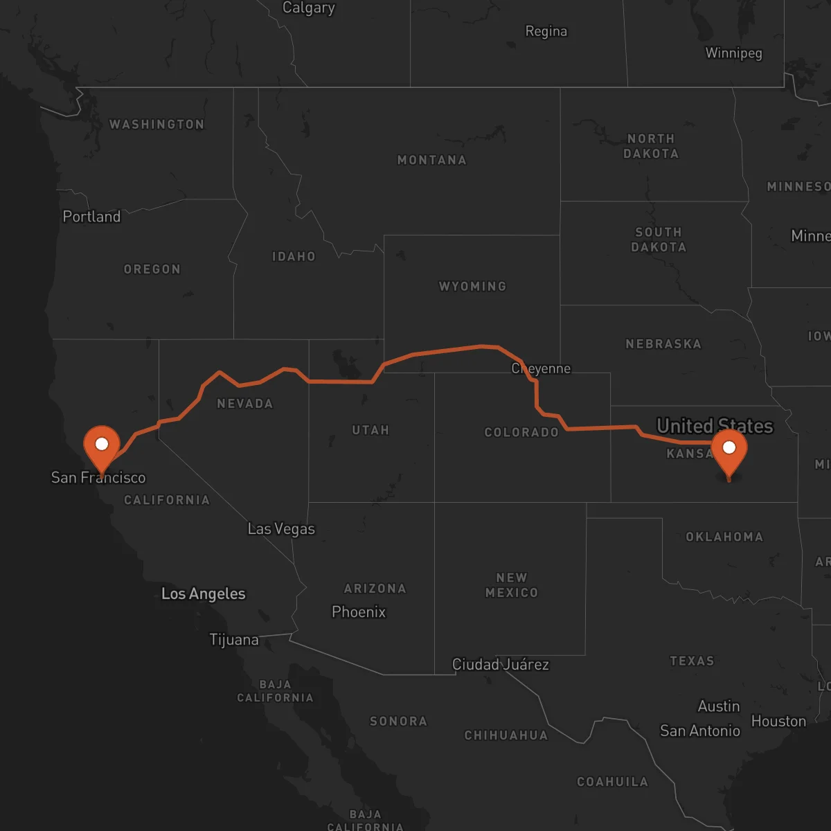Ruta Oakland - Wichita
