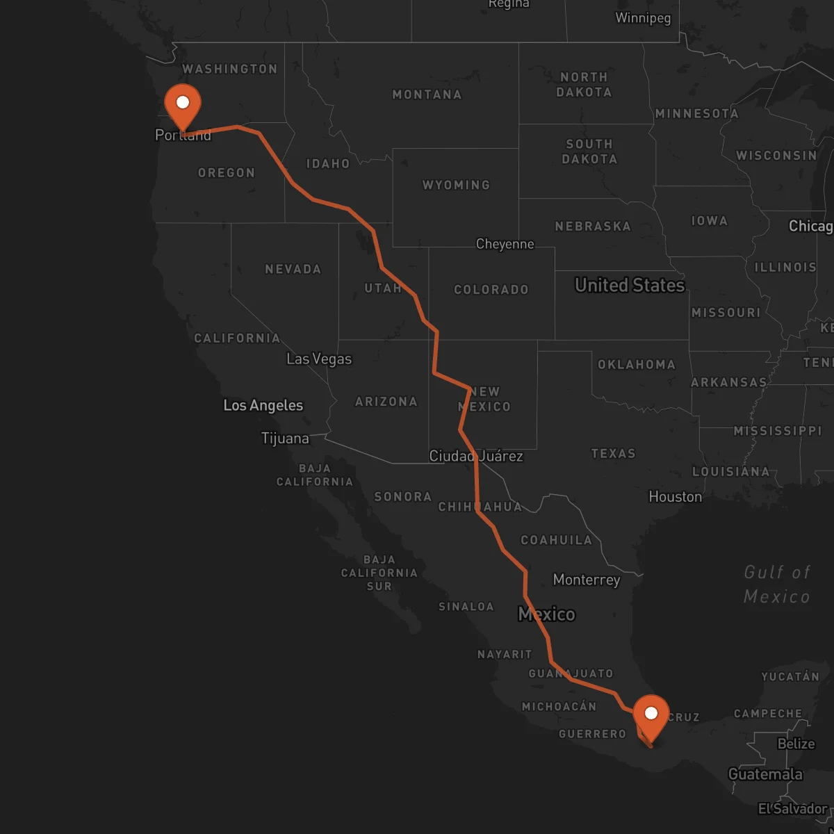 Ruta Portland - Oaxaca de Juárez