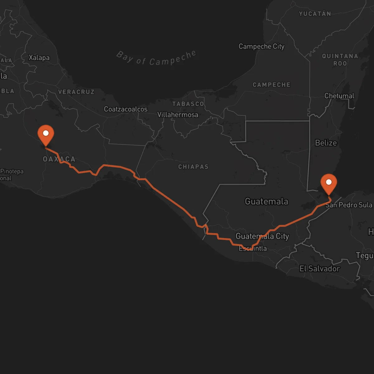 Ruta Oaxaca de Juárez - Puerto Barrios