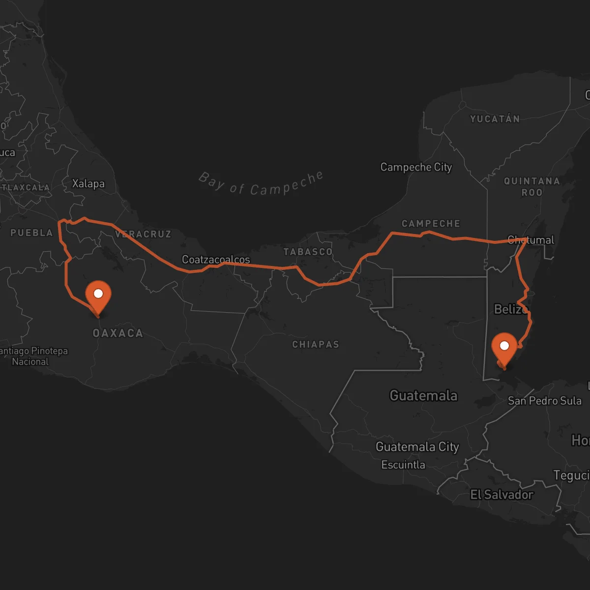 Ruta Punta Gorda - Oaxaca de Juárez
