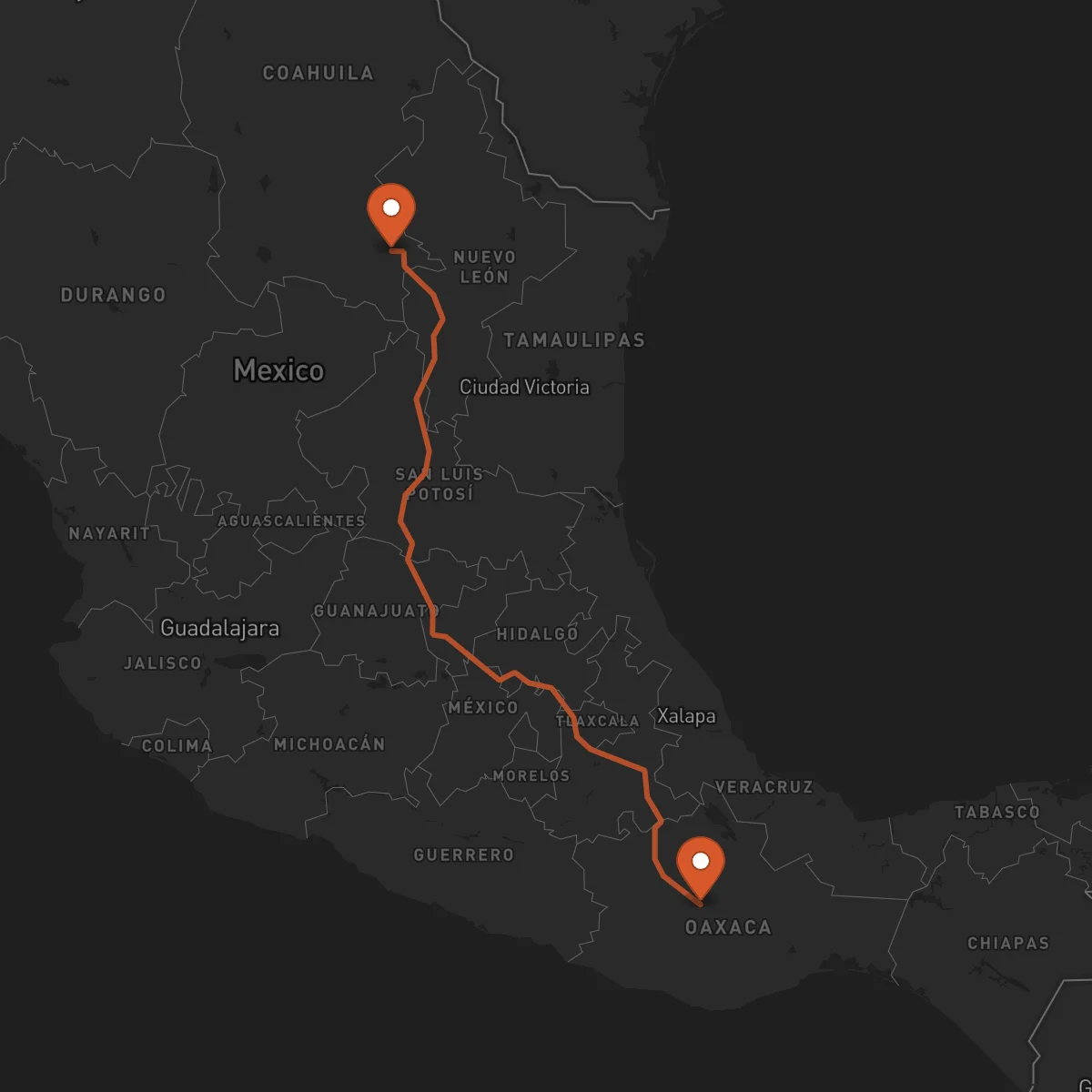Ruta Saltillo - Oaxaca de Juárez