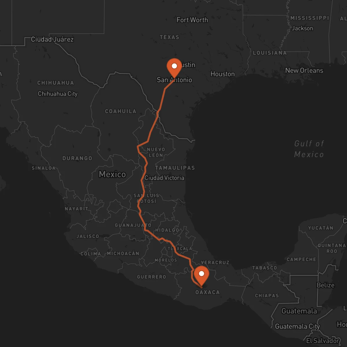 Ruta Oaxaca de Juárez - San Antonio
