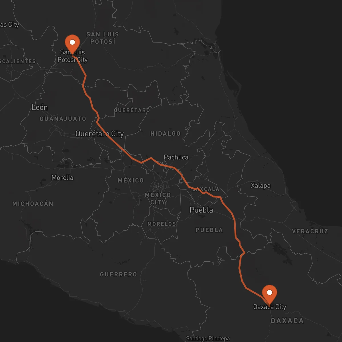 Ruta Oaxaca de Juárez - San Luis Potosí