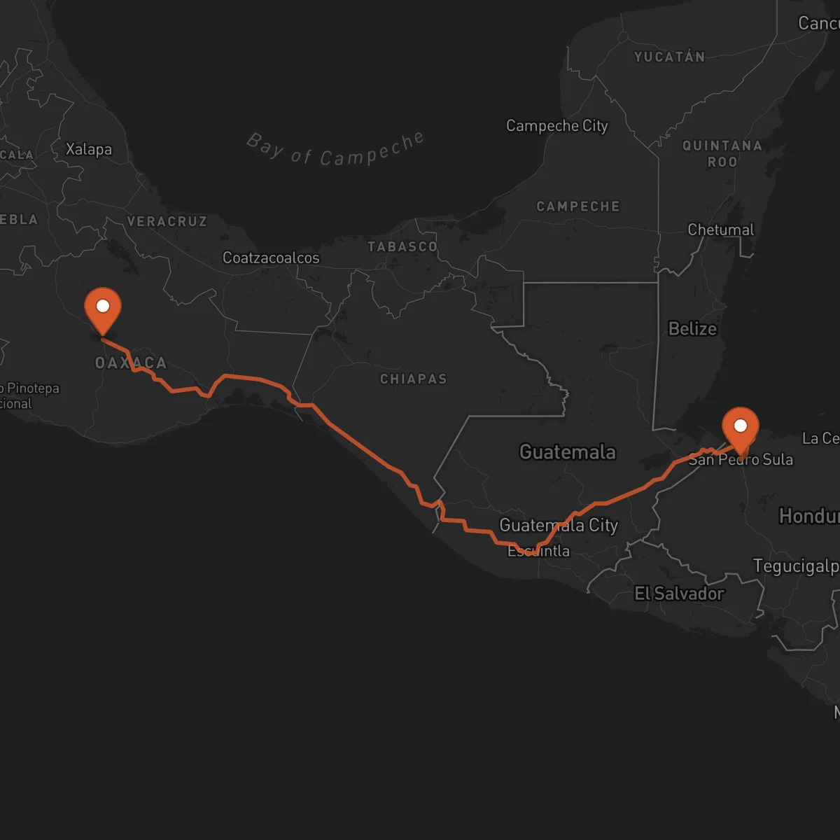 Ruta Oaxaca de Juárez - San Pedro Sula