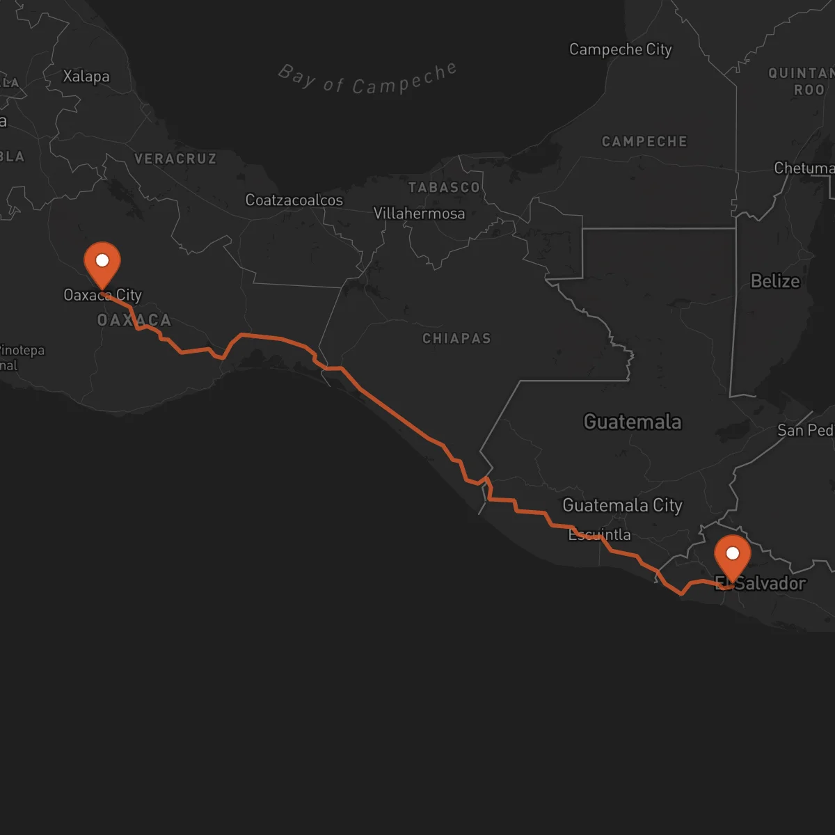 Ruta San Salvador - Oaxaca de Juárez
