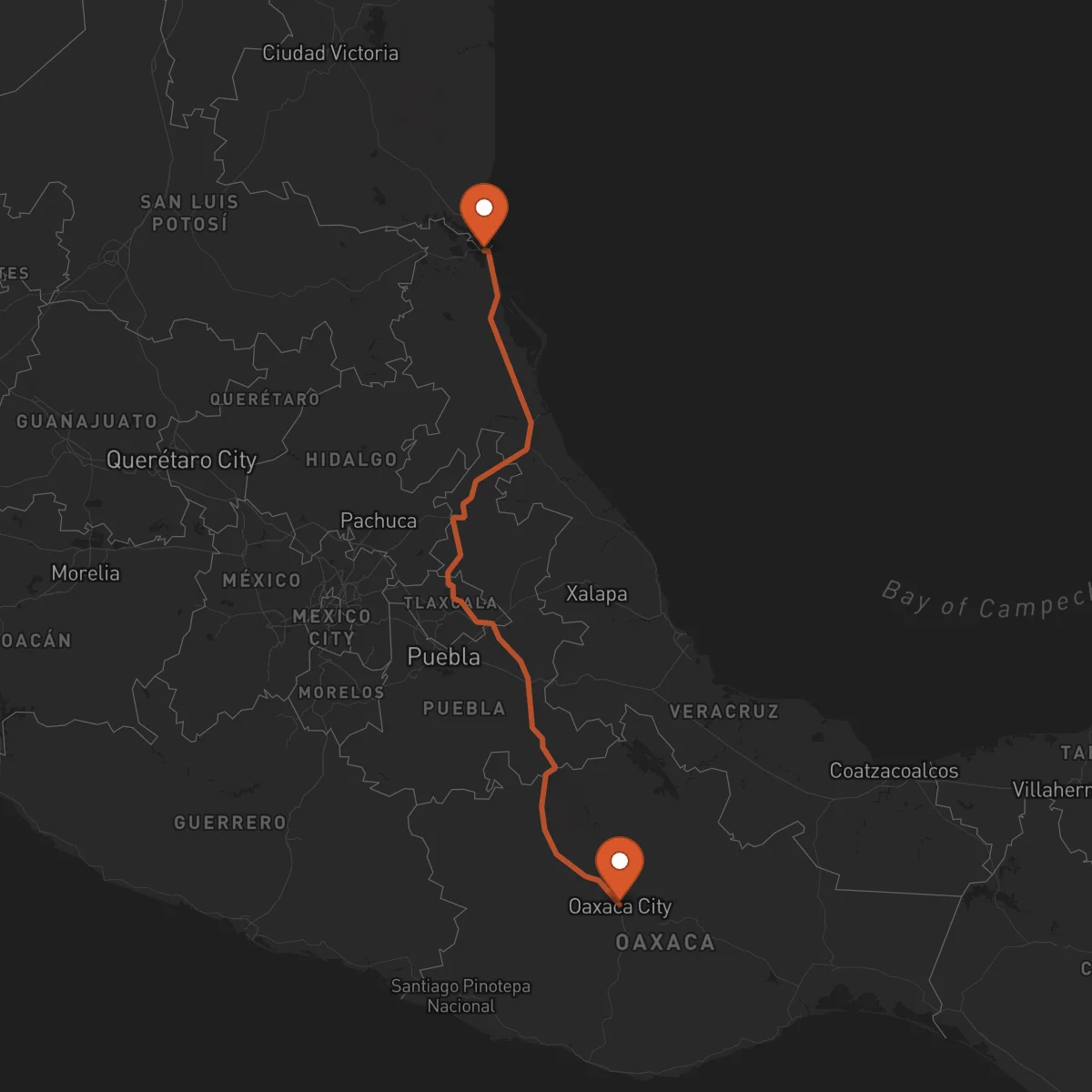 Ruta Oaxaca de Juárez - Tampico