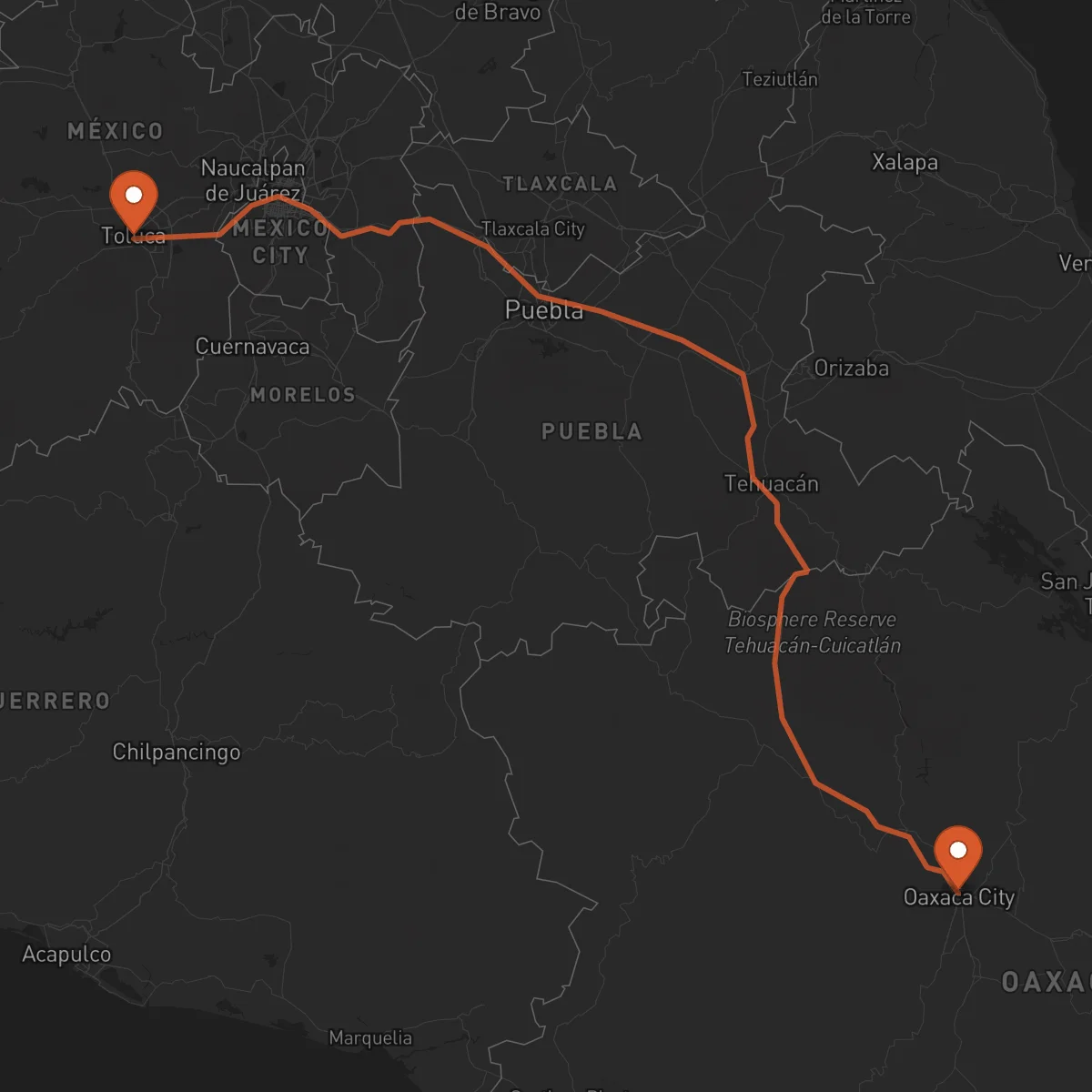 Ruta Toluca - Oaxaca de Juárez