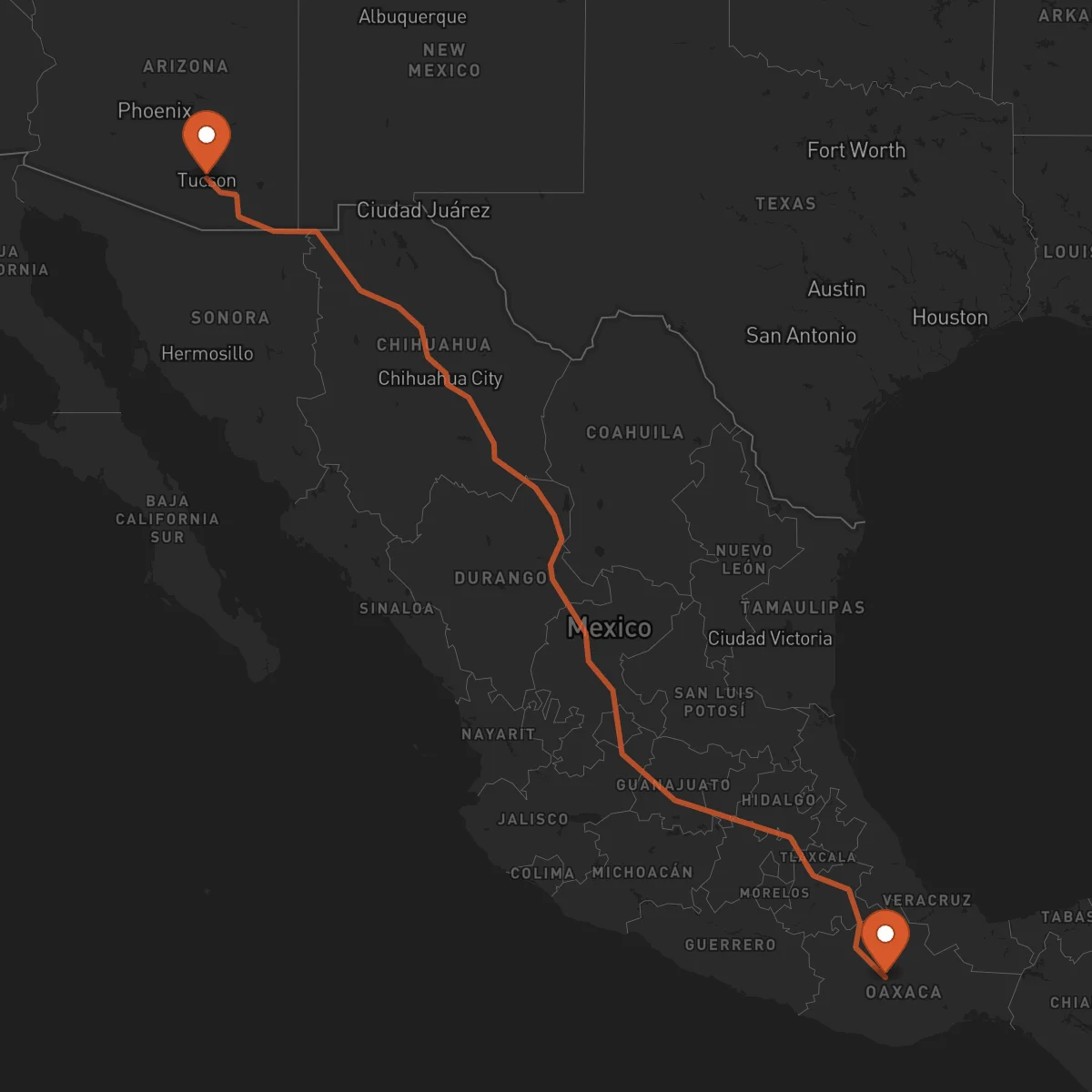 Ruta Oaxaca de Juárez - Tucson