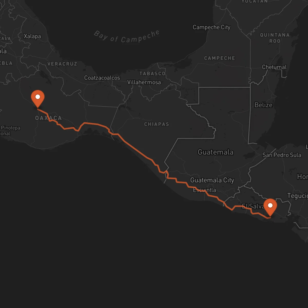 Ruta Usulután - Oaxaca de Juárez
