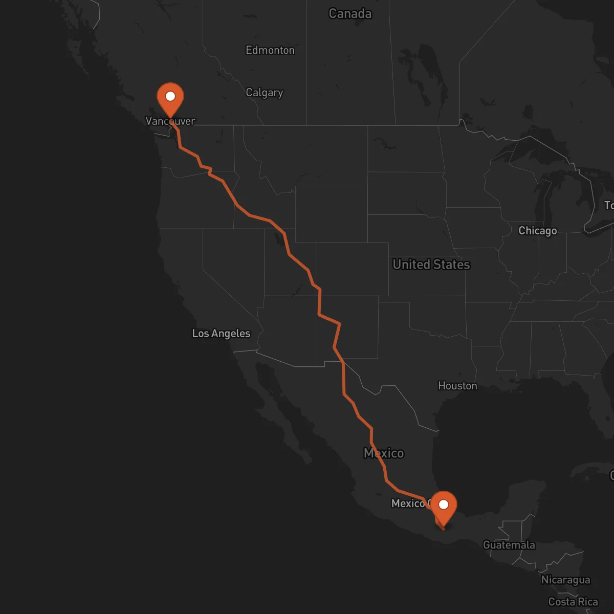 Ruta Vancouver - Oaxaca de Juárez