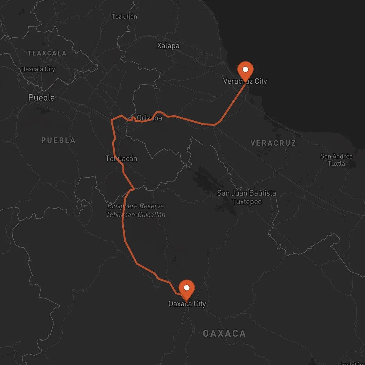 Ruta Veracruz - Oaxaca de Juárez