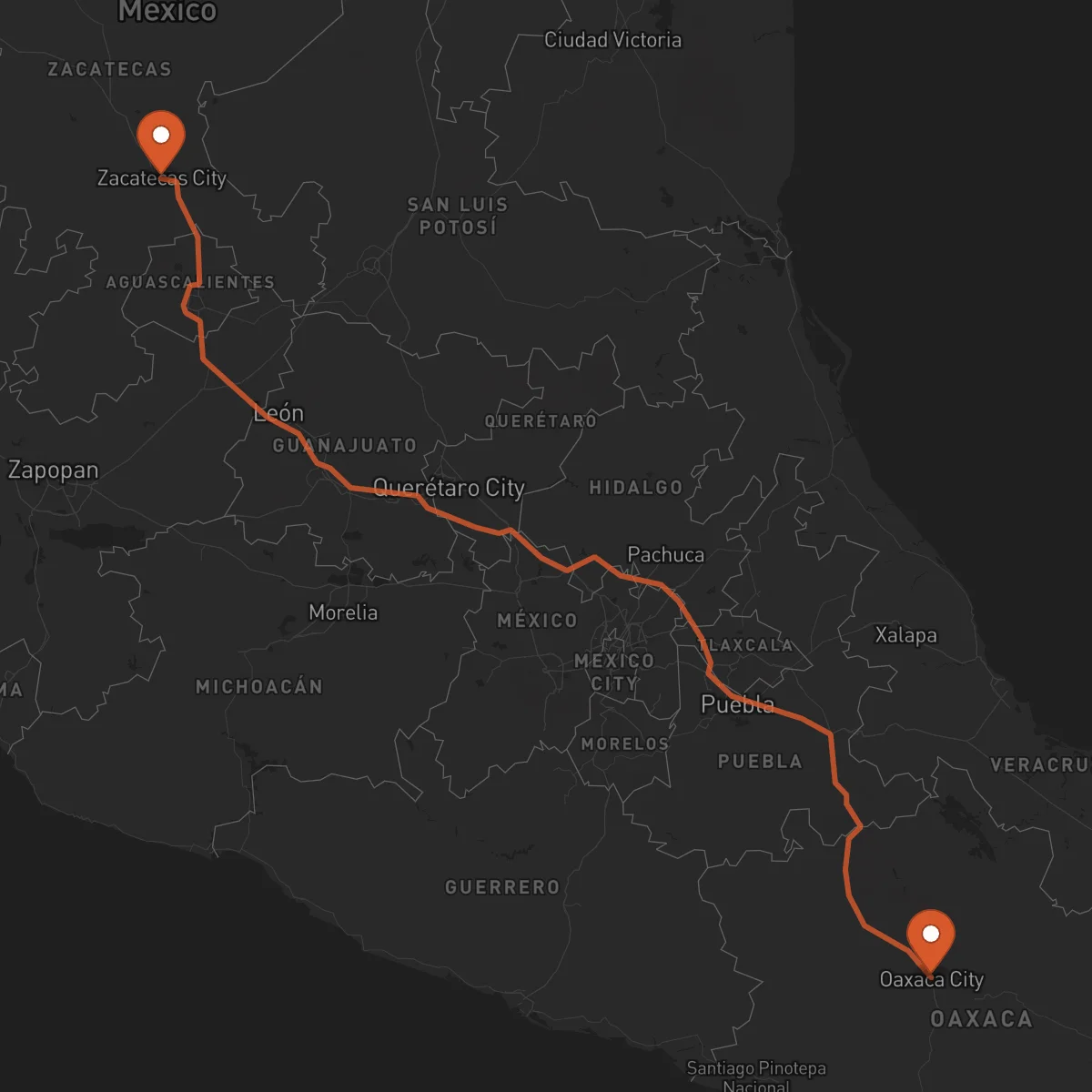 Ruta Oaxaca de Juárez - Zacatecas