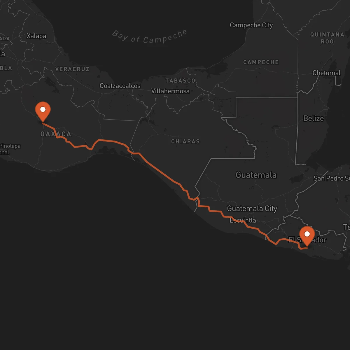 Ruta Zacatecoluca - Oaxaca de Juárez