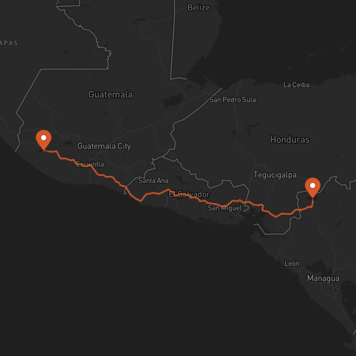 Ruta Ocotal - Retalhuleu
