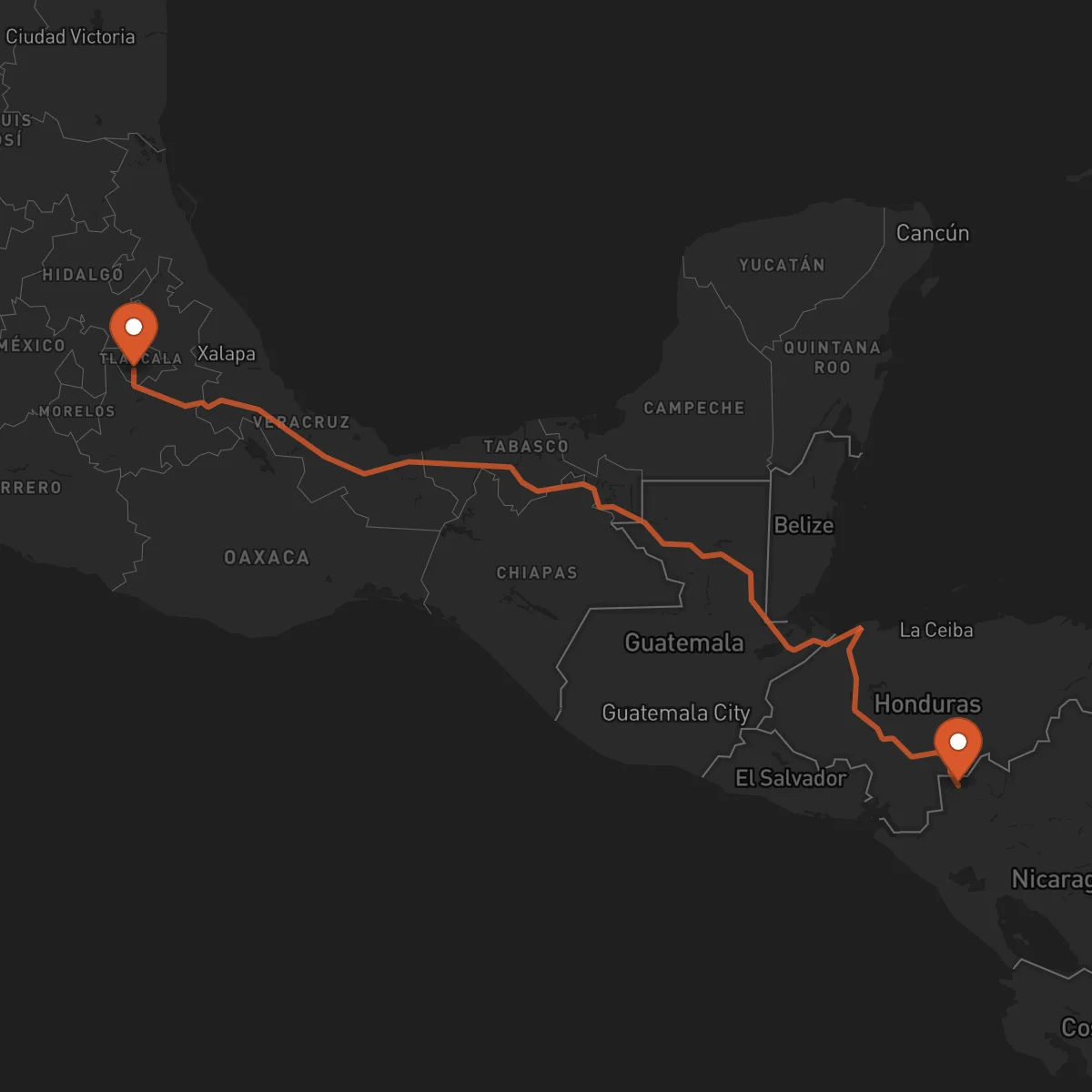 Ruta Ocotal - Tlaxcala de Xicohténcatl