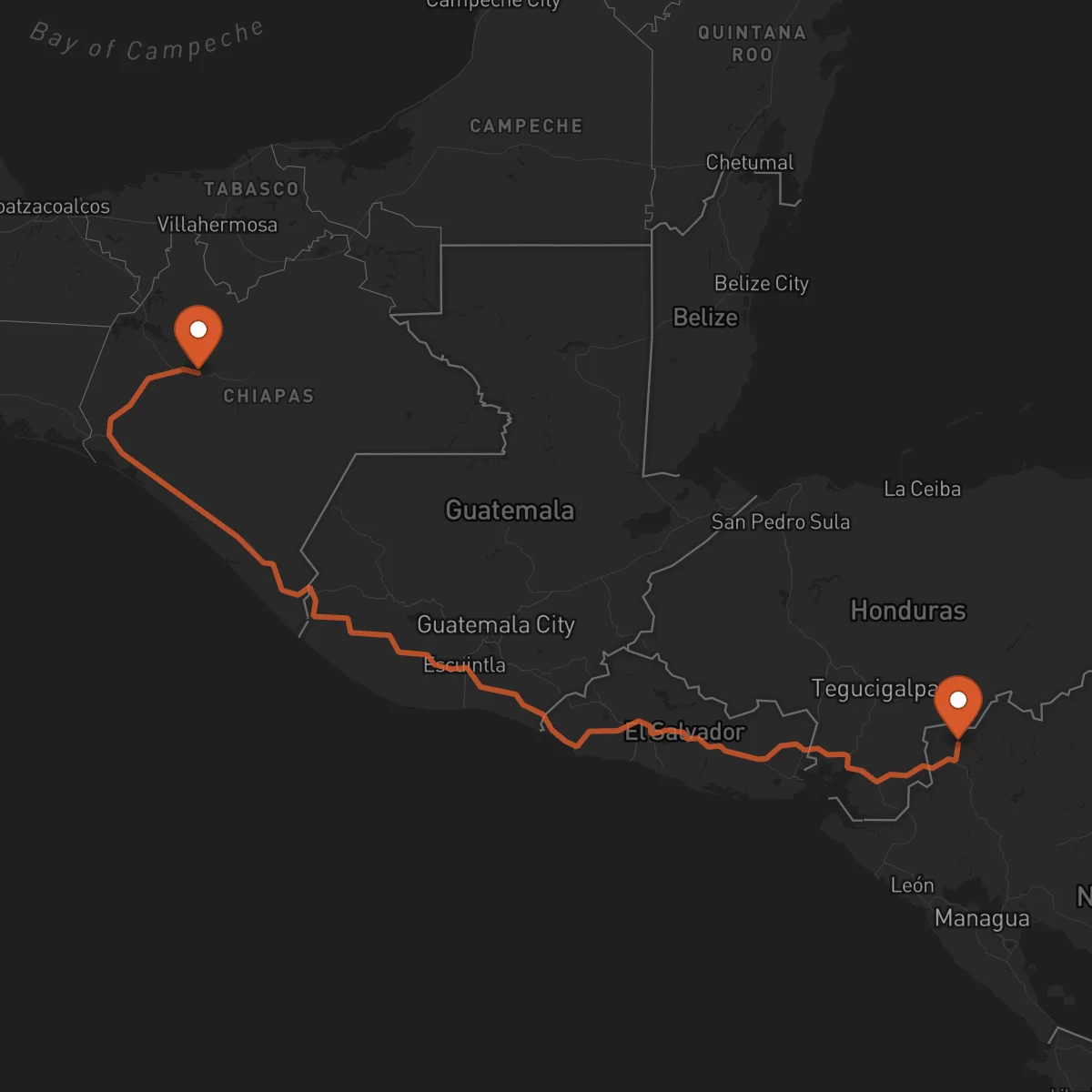 Ruta Ocotal - Tuxtla Gutiérrez