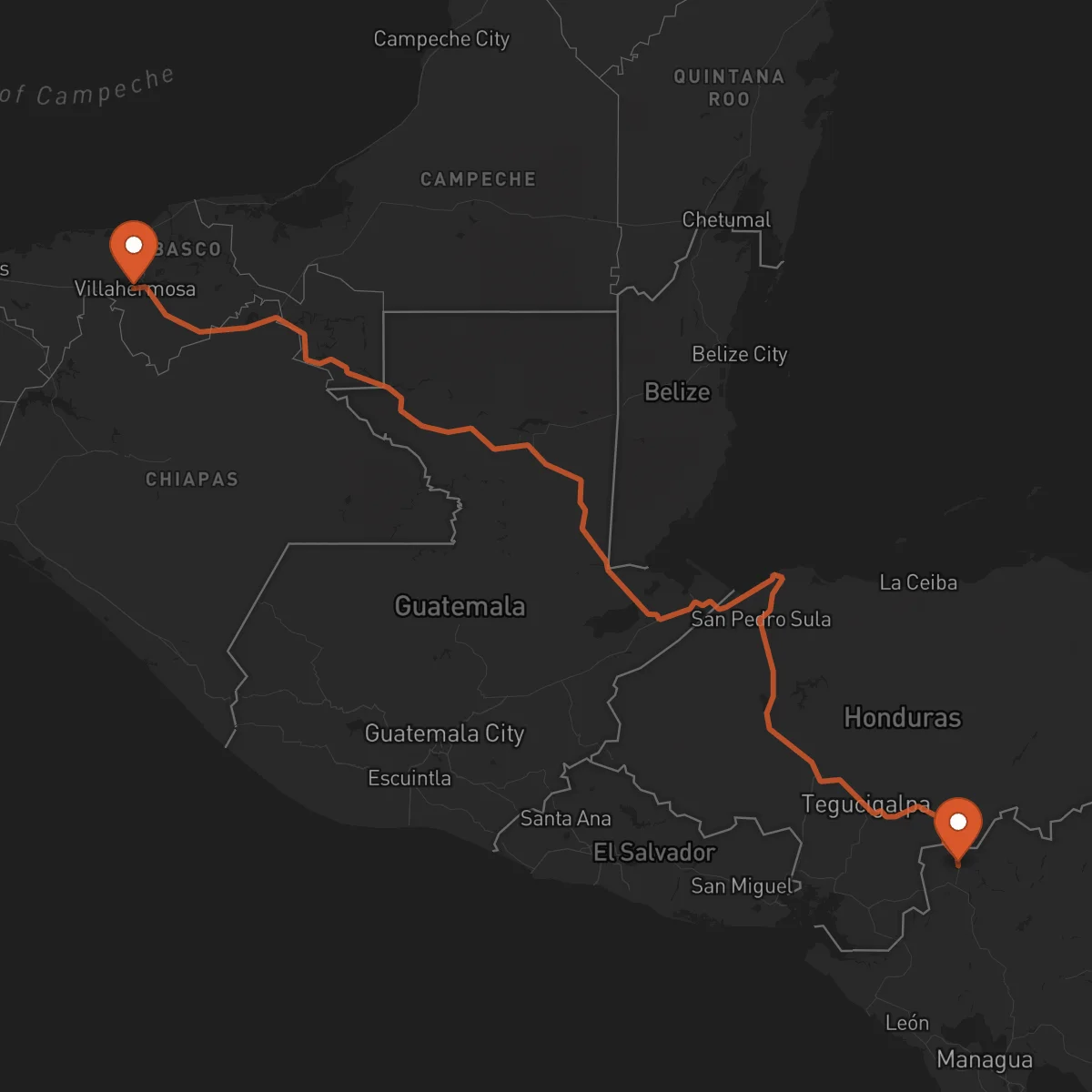 Ruta Ocotal - Villahermosa