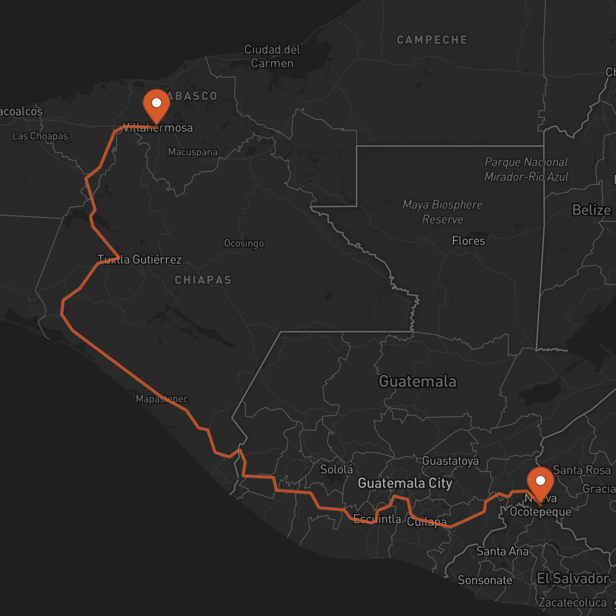 Ruta Ocotepeque - Villahermosa