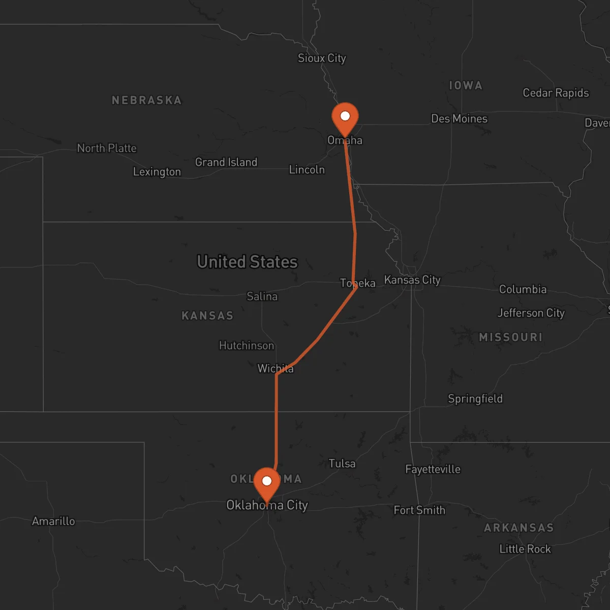 Ruta Oklahoma City - Omaha