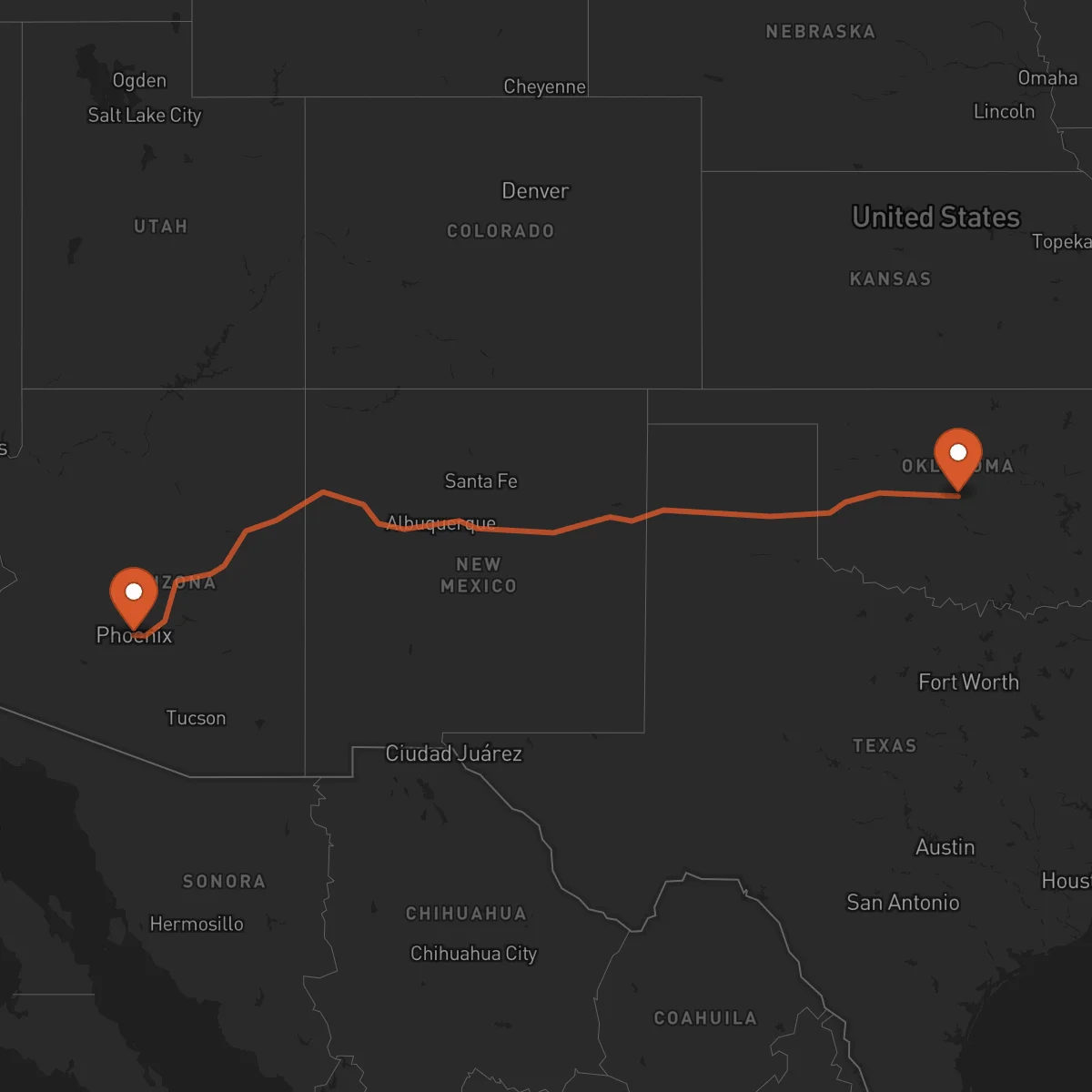 Ruta Oklahoma City - Phoenix