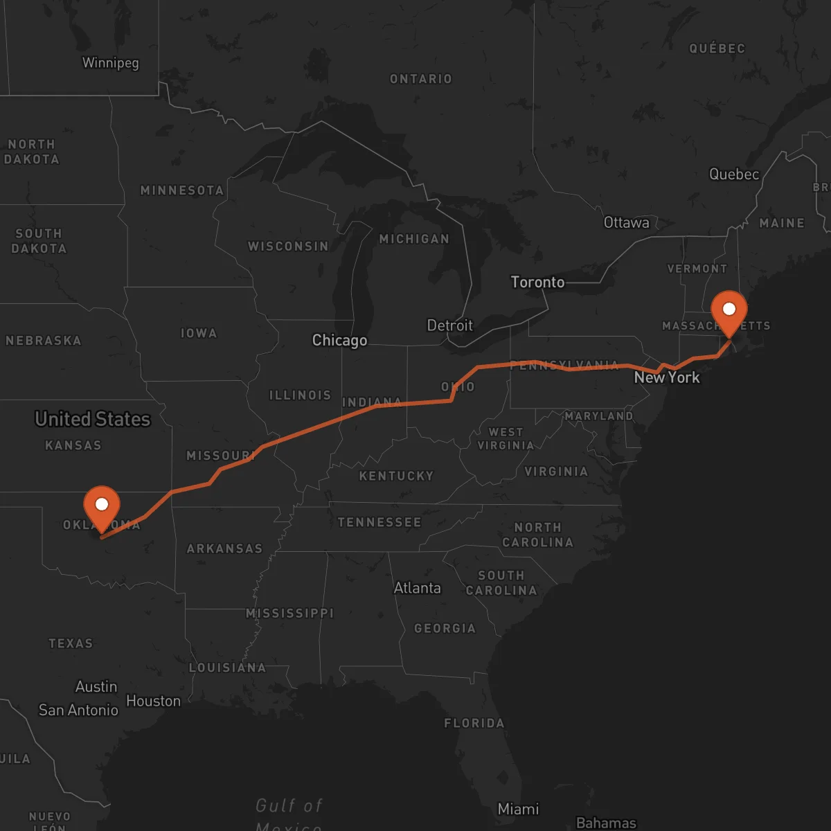 Ruta Providence - Oklahoma City
