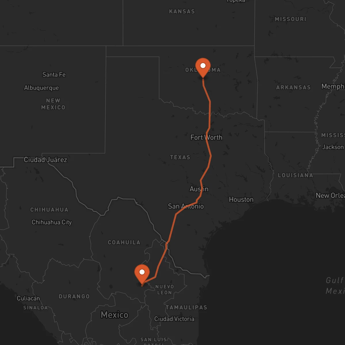 Ruta Oklahoma City - Saltillo