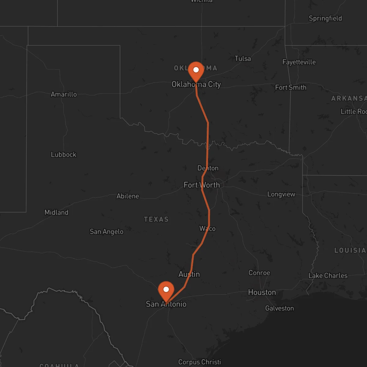 Ruta Oklahoma City - San Antonio