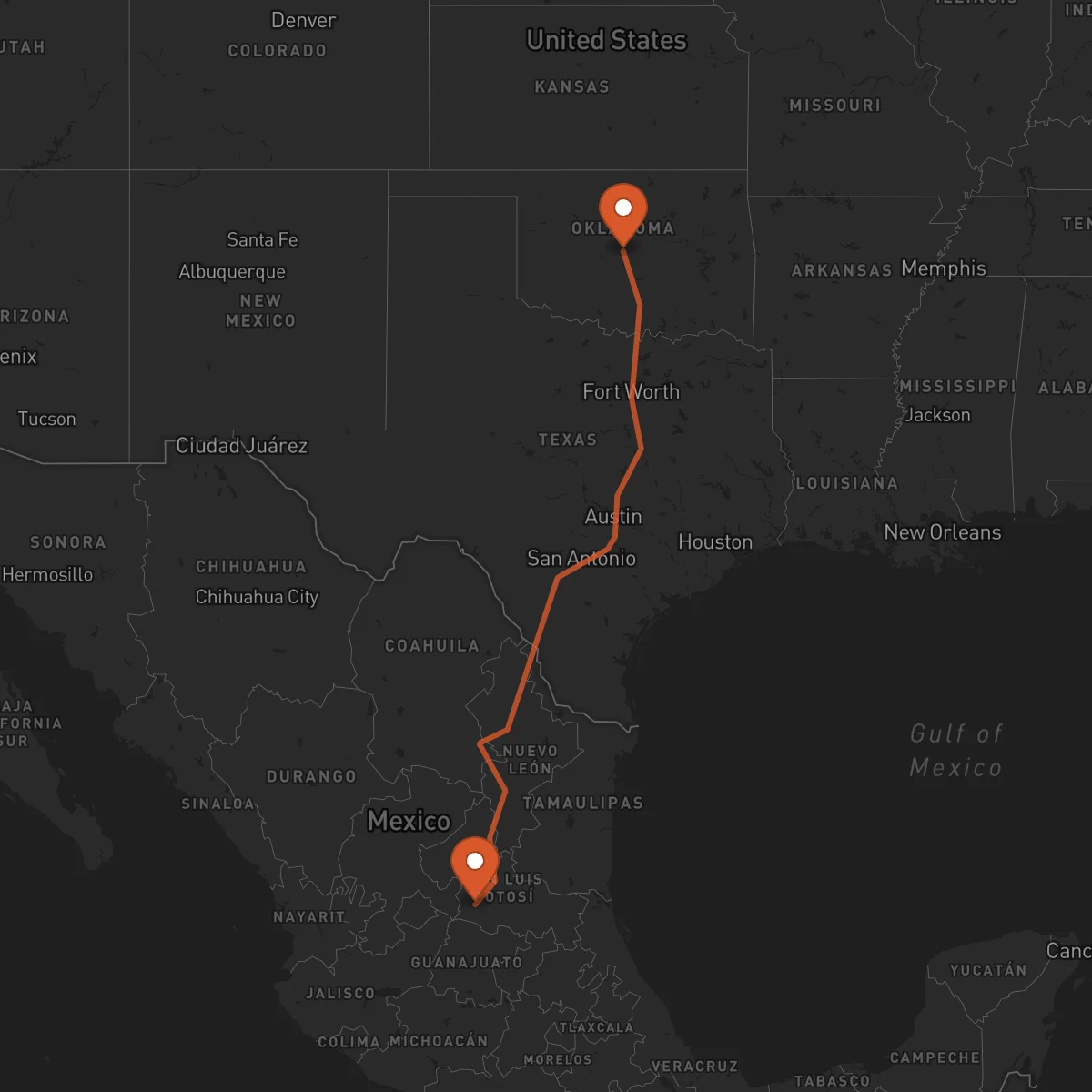 Ruta Oklahoma City - San Luis Potosí