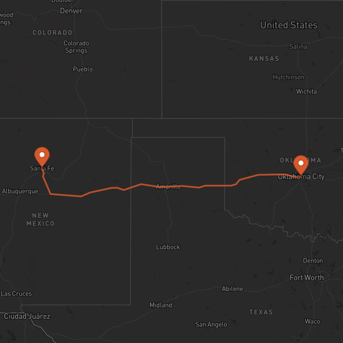 Ruta Oklahoma City - Santa Fe