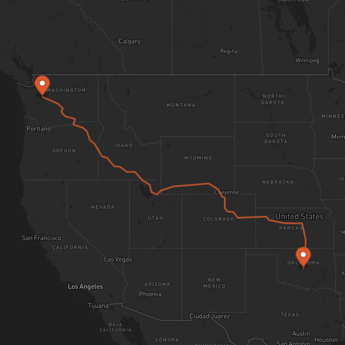 Ruta Oklahoma City - Seattle
