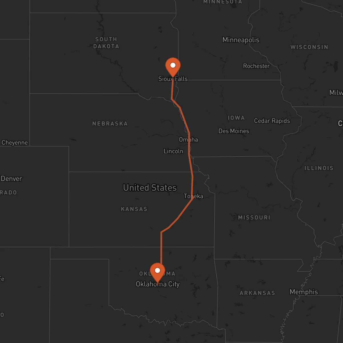 Ruta Oklahoma City - Sioux Falls