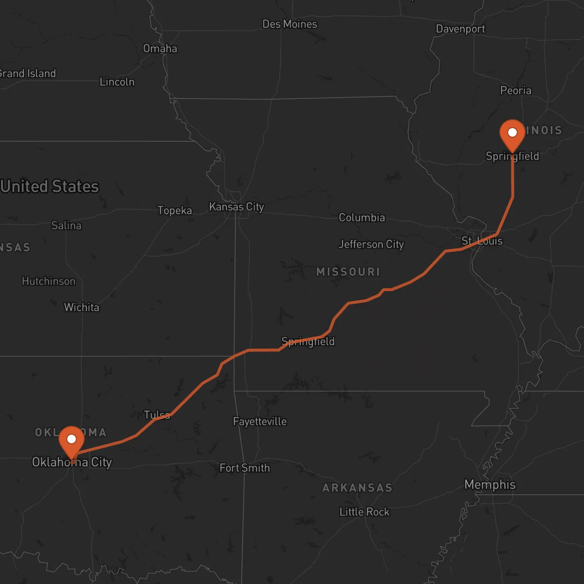 Ruta Oklahoma City - Springfield