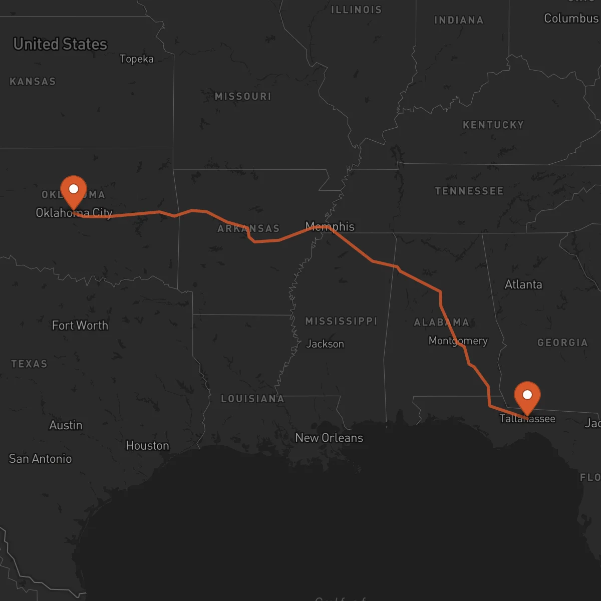 Ruta Tallahassee - Oklahoma City