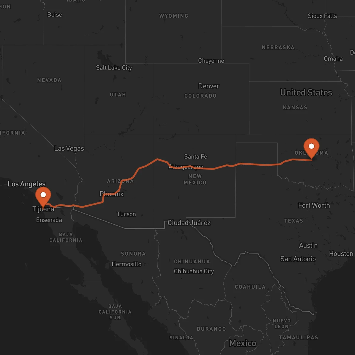 Ruta Oklahoma City - Tijuana