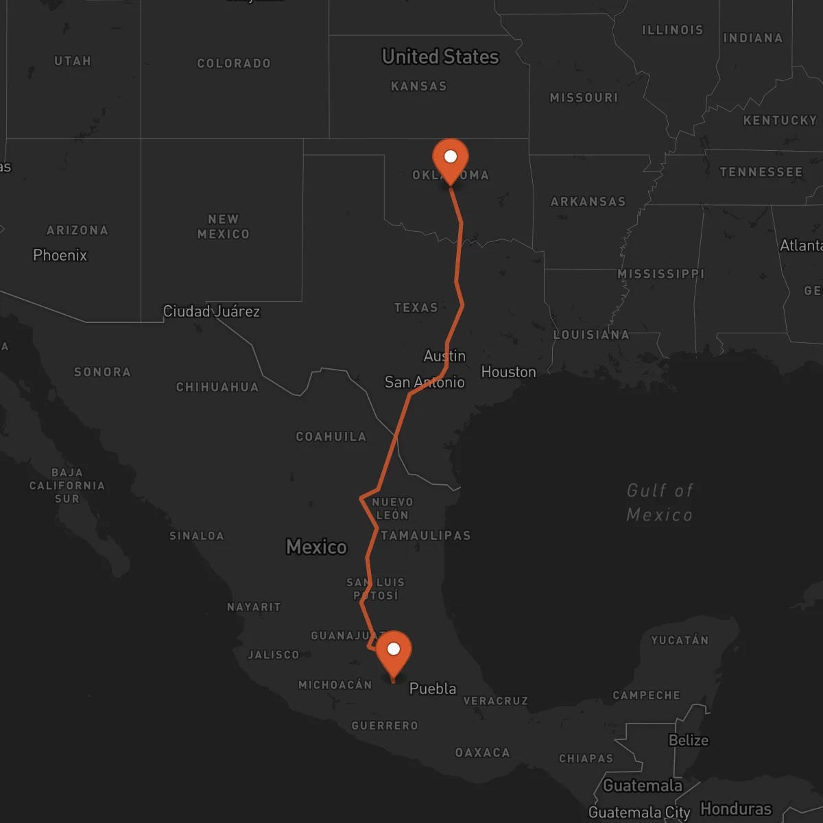 Ruta Oklahoma City - Toluca