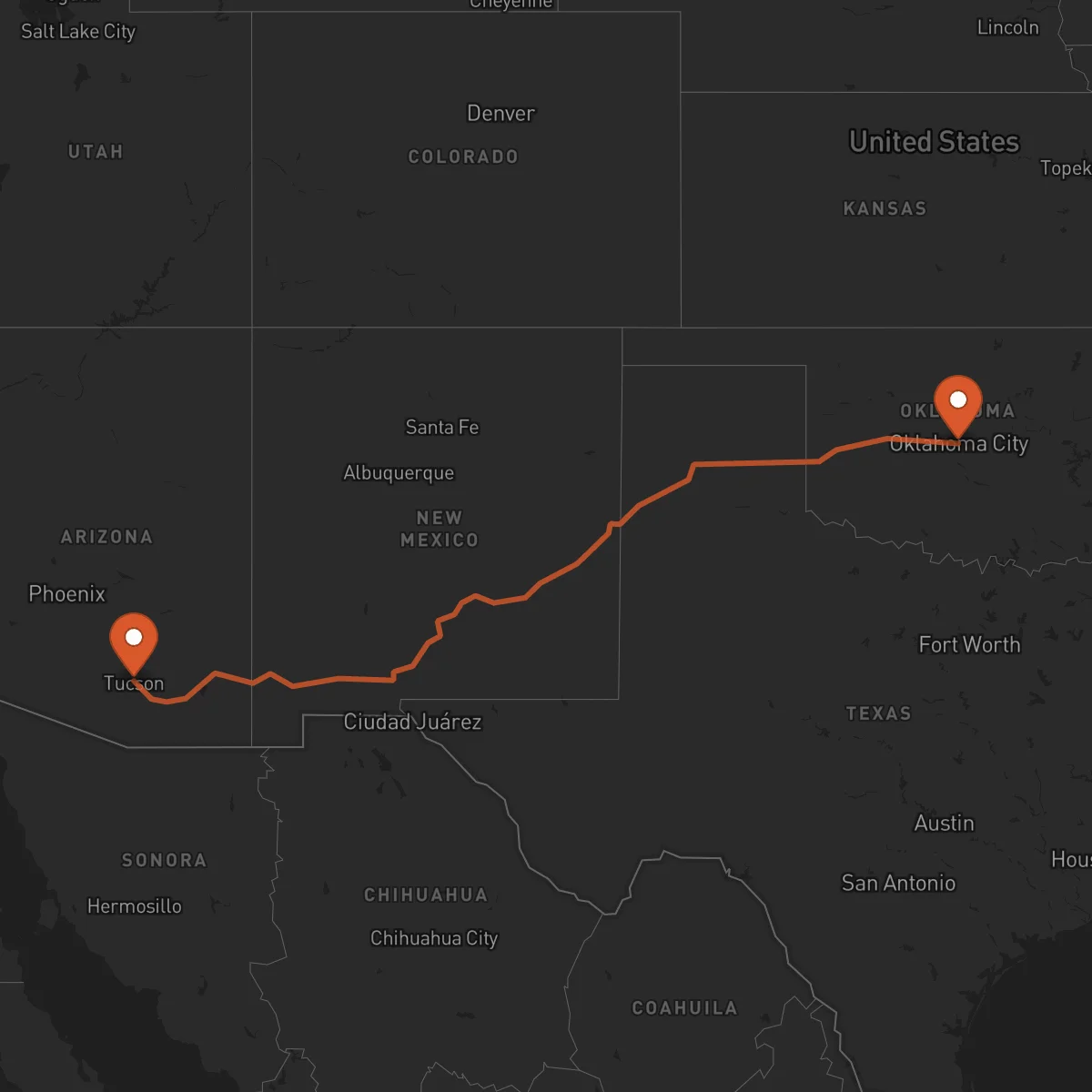 Ruta Oklahoma City - Tucson