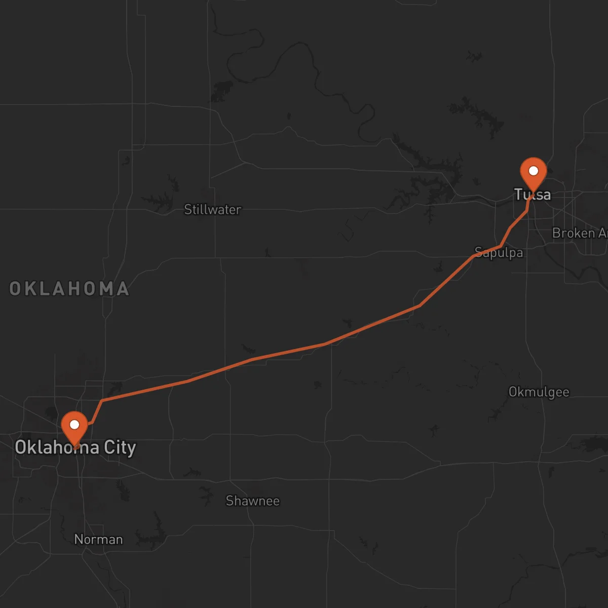 Ruta Oklahoma City - Tulsa