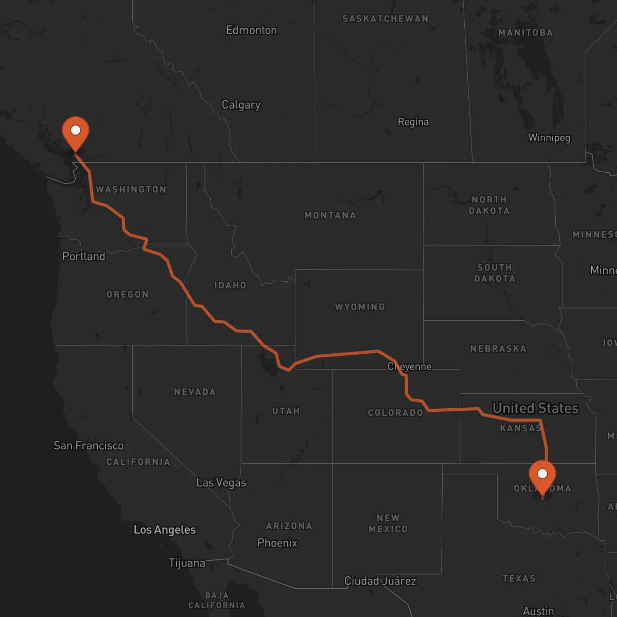 Ruta Oklahoma City - Vancouver